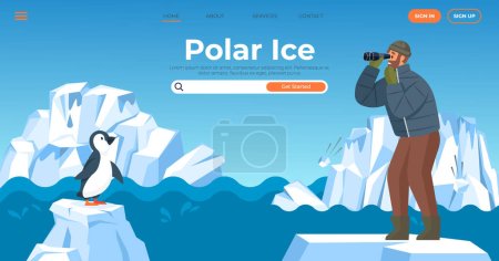 Ilustración de Ilustración vectorial de glaciares. Los ecosistemas glaciares se adaptan a los desafíos de la naturaleza congelada Las naturalezas invernales abrazan mantas montañas en la capa de nieve prístina Icebergs, como esculturas congeladas, navegar polar - Imagen libre de derechos