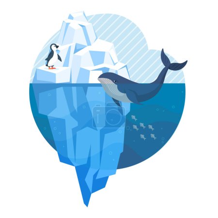 Illustration for Glaciers vector illustration. Snow-covered mountains and glaciers form enchanting wintry vista The cold majesty icy bergs speaks to heart polar isolation Glacial ecosystems thrive in harshest climates - Royalty Free Image