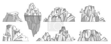Illustration for Glaciers vector illustration. Antarctic floes and glacial peaks symbolize purity Earths cold heart Glaciers, silent giants, bear witness to eternal dance nature Icy mountains and glaciers create - Royalty Free Image