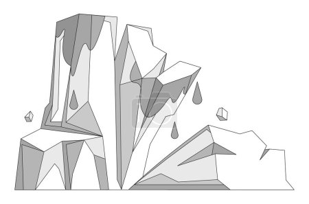 Ilustración de Ilustración vectorial de glaciares. Los témpanos congelados, a la deriva en silencio, cuentan cuentos aventuras polares sin contar Glaciares, como ríos congelados, tallan su marca en la naturaleza de la cara El desierto antártico - Imagen libre de derechos