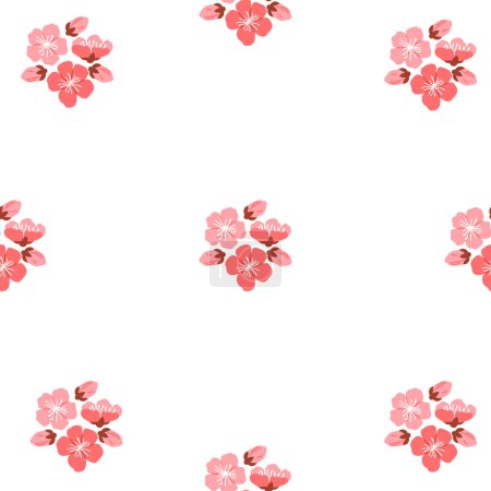Téléchargez les illustrations : Illustration vectorielle de motif Sakura. Le concept de motif sakura sans couture célébré entrelacé nature domaines physiques et spirituels Les éléments décoratifs incorporés motifs sakura répétitifs - en licence libre de droit