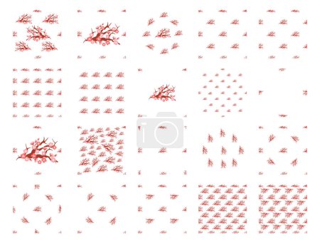 Ilustración de Sakura patrón de ilustración vectorial. El concepto de patrón de sakura inconsútil exploró la interdependencia y la interconexión de todos los organismos vivos. Los elementos decorativos incorporaron sakura repetitiva. - Imagen libre de derechos