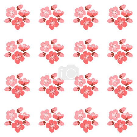Illustration for Sakura pattern vector illustration. The decorative elements incorporated repetitive sakura motifs, infusing design with elegance and grace The seamless design showcased delicate intricacies - Royalty Free Image