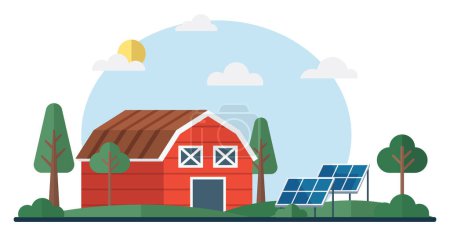 Illustration for Solar panel vector illustration. Innovation in renewable energy is crucial for sustainable future Solar power stations provide reliable source clean electricity Alternative energy options, including - Royalty Free Image
