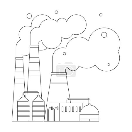 Factories vector illustration. Industrial buildings, monuments innovation, house treasures technological advancement Air pollution, discordant note in symphony progress, challenges environmental