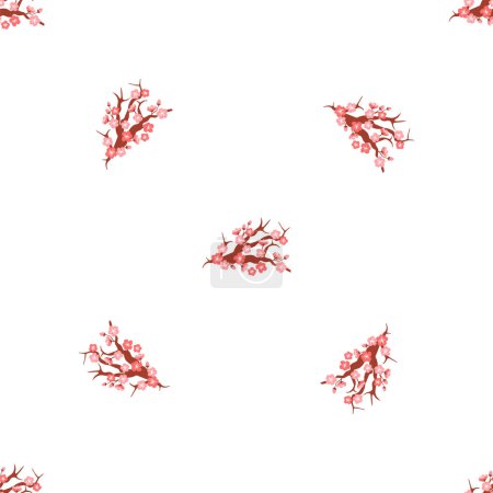 Téléchargez les illustrations : Illustration vectorielle de motif Sakura. L'atmosphère fleurie créée par les fleurs de sakura enveloppait l'environnement d'une douce étreinte. Le motif répété des fleurs de sakura symbolisait la vie du cycle sans fin. - en licence libre de droit