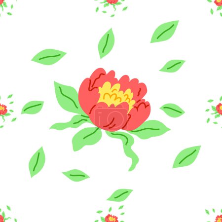 Illustration for Seamless pattern flowers vector illustration. The seamless pattern flora symbolized harmony found in nature The repetitive nature seamless design created sense rhythm and continuity The seamless - Royalty Free Image