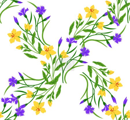 Illustration for Seamless pattern flowers vector illustration. The botany inspired art piece celebrated intricate details and patterns found in vegetative forms The seamless pattern flowers served as metaphor - Royalty Free Image