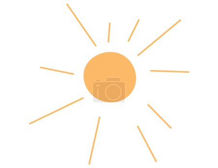Téléchargez les illustrations : Une illustration graphique minimaliste mettant en valeur un soleil stylisé aux rayons. La simplicité de la conception capture l'essence de la lumière du soleil dans une forme abstraite d'art moderne - en licence libre de droit