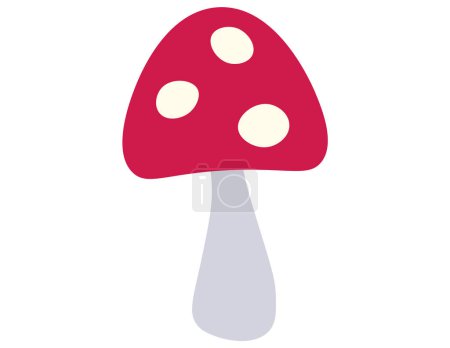 Illustration for Vibrant red toadstool mushroom with characteristic white spots, set against a clear background, conveying a simple yet enchanting forest element - Royalty Free Image