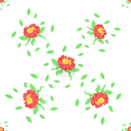 Illustration for Seamless pattern flowers vector illustration. The seamless pattern flowers served as metaphor for interconnectedness all living beings The decorative elements incorporated seamless patterns botanical - Royalty Free Image