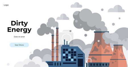 Illustration for Factories vector illustration. Factory buildings, sentinels progress, stand tall against backdrop industrial landscape Air pollution, haunting melody progress, reverberates through atmosphere - Royalty Free Image