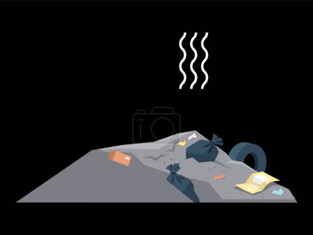 Illustration for Waste pollution vector illustration. The accumulation junk and trash contributes to problem waste pollution Proper waste management is crucial to prevent release hazardous substances into environment - Royalty Free Image