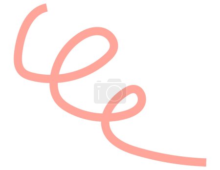 Ilustración de Una ilustración abstracta de una cinta de color melocotón con elegantes curvas y remolinos, creando una sensación de movimiento fluido y simplicidad artística sobre un fondo liso - Imagen libre de derechos