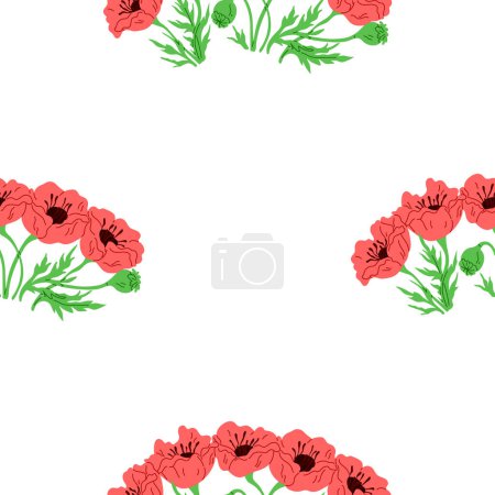 Illustration for Seamless pattern flowers vector illustration. The seamless pattern flora and fauna created visually captivating composition, capturing essence nature The seamless background provided serene - Royalty Free Image