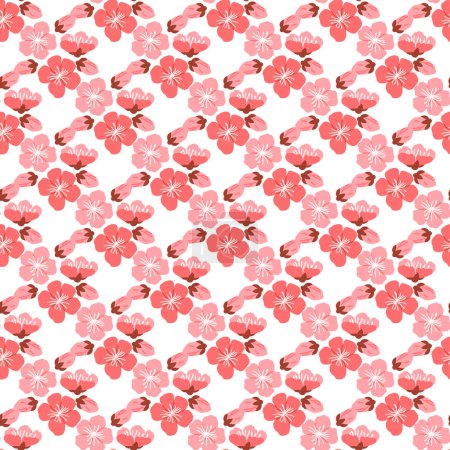 Illustration for Sakura pattern vector illustration. The repeating pattern sakura blooms symbolized eternal renewal and vitality nature The infinite allure seamless background captivated senses, immersing - Royalty Free Image