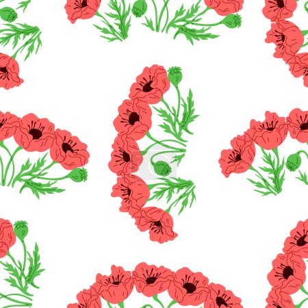 Illustration for Seamless pattern flowers vector illustration. The seamless design evoked sense endless possibilities The infinite variations seamless pattern flowers fascinated eye The art piece showcased intricacies - Royalty Free Image