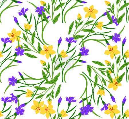Illustration for Seamless pattern flowers vector illustration. The infinite beauty seamless pattern flowers symbolized eternal essence nature The botany inspired art piece celebrated intricate details and patterns - Royalty Free Image