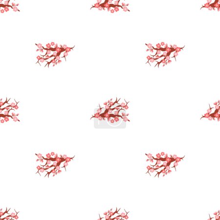 Ilustración de Sakura patrón de ilustración vectorial. La atmósfera florida creada por las flores de sakura sumerge los sentidos en el estado de felicidad pura El patrón repetitivo de flores de sakura simboliza naturalezas de ritmo atemporal - Imagen libre de derechos