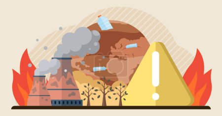 Waste pollution vector illustration. Climate change and waste pollution are interconnected issues require comprehensive solutions The improper handling waste exacerbates environmental problems