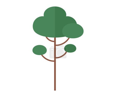 Illustration for Tree vector illustration. The changing climate patterns affect growth and reproduction plants The roots tree anchor it firmly to ground, providing stability and nourishment The symphony chirping birds - Royalty Free Image