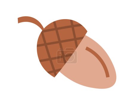 Stylized illustration of an acorn, featuring a textured cap and a smooth, rounded nut in warm earthy tones, creating a simple naturalistic icon