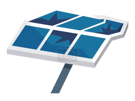 Illustration des Solarmodulvektors. Alternative Antriebsoptionen wie Sonnenkollektoren gewinnen an Beliebtheit Generatoren, die mit erneuerbaren Quellen betrieben werden, tragen zum Umweltschutz bei Photovoltaik
