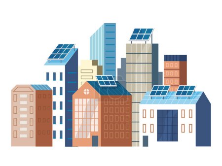 Illustration for Solar panel vector illustration. Solar panels offer innovative solution for clean energy generation Environmental conservation efforts focus on reducing energy consumption Green technology drives - Royalty Free Image