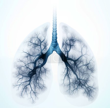 Foto de Los órganos respiratorios vitales, los pulmones humanos facilitan el intercambio de oxígeno, esencial para mantener la vida y eliminar el dióxido de carbono. Obra de arte, Illustratio - Imagen libre de derechos