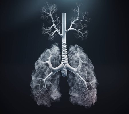 Foto de Los órganos respiratorios vitales, los pulmones humanos facilitan el intercambio de oxígeno, esencial para mantener la vida y eliminar el dióxido de carbono. Obra de arte, Illustratio - Imagen libre de derechos