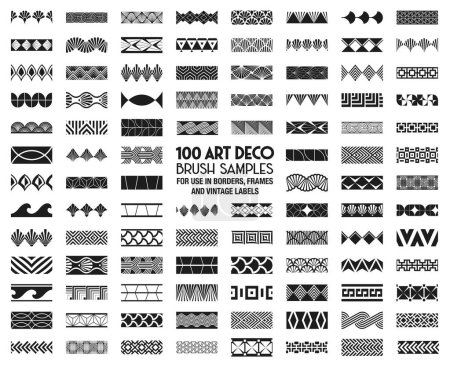 Foto de 100 muestras de pincel de patrón Art Deco para bordes, marcos y etiquetas vintage. - Imagen libre de derechos