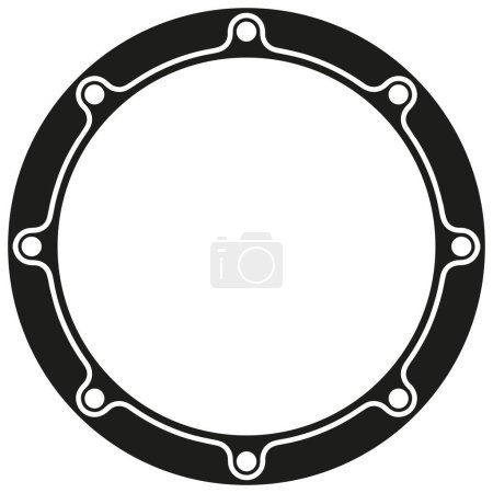 Round Gasket Industrial Border Frame. Ideal for vintage label or logo designs.