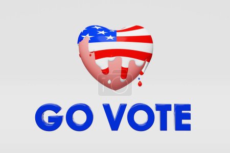Photo for Go Vote sign star USA national flag United States presidential elections 3D rendering banner. American President campaign Government Voting poll Balloting. Patriotic symbolic political poster design - Royalty Free Image