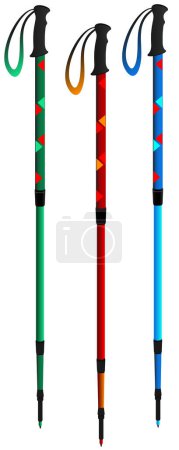 Illustration for Different colors of Hiking Pole - Royalty Free Image