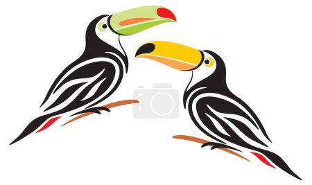 Téléchargez les illustrations : Toucans, toucans à poitrine rouge, toucans à bec de quille - en licence libre de droit