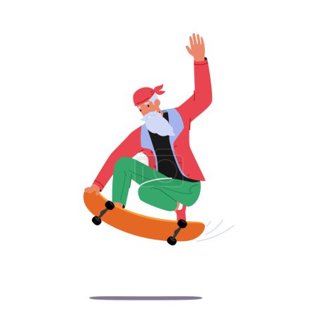 Ilustración de Santa Claus Riding Skateboard Making Extreme Stunts and Tricks on Rollerdrome. Elegante carácter fresco de Navidad Padre Noel en traje festivo rojo prisa a los niños. Dibujos animados Gente Vector Ilustración - Imagen libre de derechos
