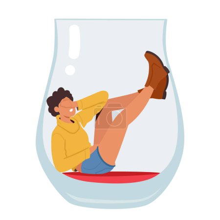 Illustration for Drunk Woman Suffering of Alcoholism Lying on Bottom of Empty Wineglass. Alcohol Addiction Concept with Female Character with Pernicious Habits and Substance Abuse. Cartoon People Vector Illustration - Royalty Free Image