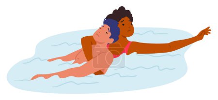 Illustration for Woman Lifeguard Rescues Drowning Man, Displaying Strength, Courage, And Quick Thinking. Her Actions Save Character Life Embodying The Essence Of Bravery And Heroism. Cartoon People Vector Illustration - Royalty Free Image
