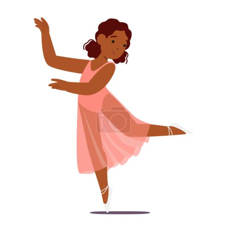 Illustration for Young Ballerina Girl Character Stands Poised In Her Tutu, With Graceful Movements And A Bright Smile That Conveys Her Love For Dance And Admiration For Elegance. Cartoon People Vector Illustration - Royalty Free Image