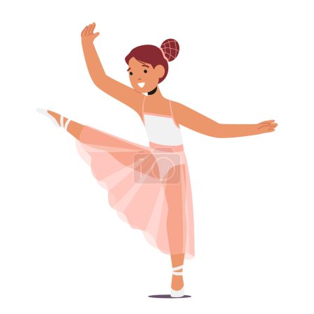 Illustration for Cute and Charming Young Girl Character Dressed In A Tutu And Ballet Slippers, Poised And Graceful, Radiating Beauty And Innocence As She Practices Her Dance Moves. Cartoon People Vector Illustration - Royalty Free Image