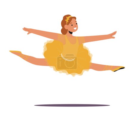 Illustration for Graceful And Poised, The Little Ballerina Girl Exudes Elegance As She Leaps With Delicate Precision, Her Tutu And Ballet Slippers Adding To Her Enchanting Presence. Cartoon People Vector Illustration - Royalty Free Image
