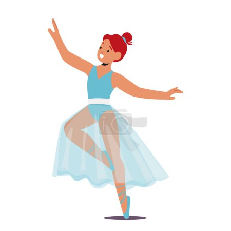 Illustration for Charming And Graceful Little Ballerina Girl Character, Dressed In A Tutu And Ballet Slippers, Striking A Pose With Elegance, Capturing The Beauty And Art Of Dance. Cartoon People Vector Illustration - Royalty Free Image