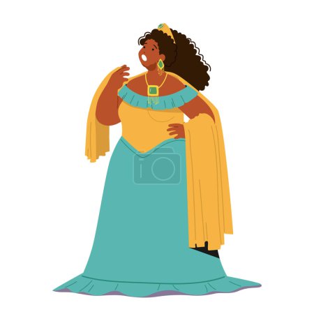 Illustration for Opera Artist Woman Captivating Audience With Her Powerful Voice And Emotive Performances. Soprano Female Character Masterfully Interpreting Classical Arias And Modern Compositions. Vector Illustration - Royalty Free Image