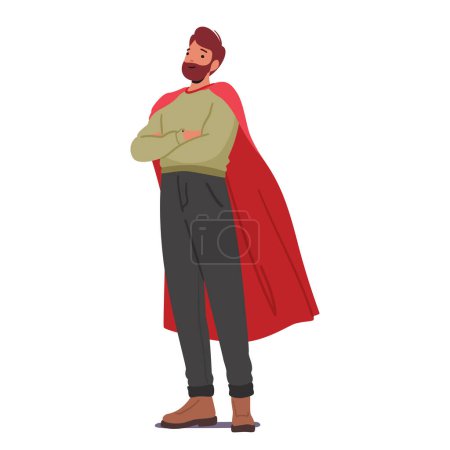 Illustration for Businessman Superhero Character Is A Charismatic, Innovative, And Influential Figure In The Business World, Utilizes His Exceptional Skills And Leadership Abilities. Cartoon People Vector Illustration - Royalty Free Image