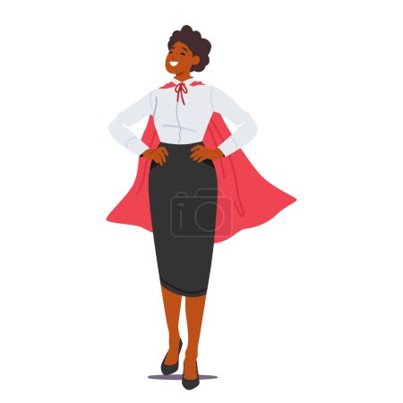 Illustration for Businesswoman Superhero, Successful, Influential, Powerful Figure In Corporate World. She Combines Her Exceptional Entrepreneurial Skills And Leadership Qualities. Cartoon People Vector Illustration - Royalty Free Image