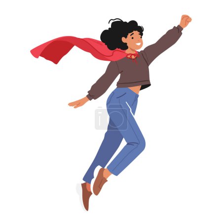 Illustration for Woman Superhero Is A Powerful And Fearless Character, Who Uses Her Strength, Intelligence, And Determination To Fight Evil, Defy Stereotypes And Inspires Others. Cartoon People Vector Illustration - Royalty Free Image
