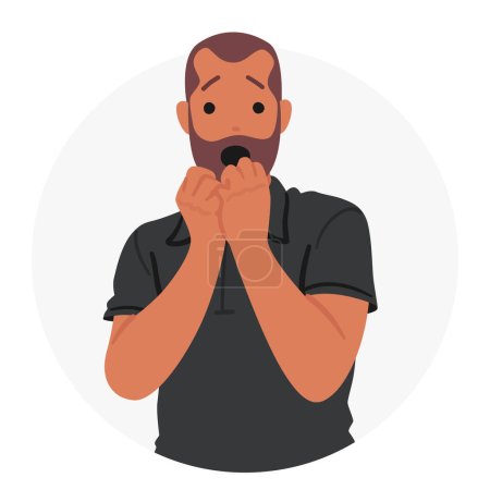 Illustration for Man Gripped By Panic Attack, Face Contorted In Distress, Mirroring Symptoms Of A Heart Attack. The Intensity Of Fear And Physical Distress Is Palpable at Character. Cartoon People Vector Illustration - Royalty Free Image