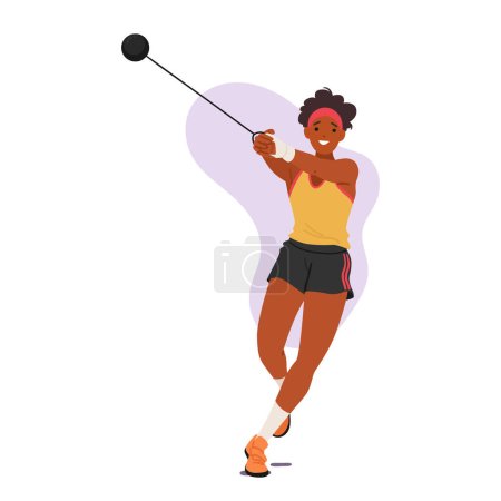 Illustration for Powerful, Poised, And Determined, The Female Shot Put Athlete Commands The Circle. Muscles Flex, Focus Sharp, She Unleashes Strength With Precision, Propelling The Shot With Unwavering Intensity - Royalty Free Image
