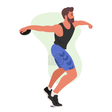 Téléchargez les illustrations : Discus Throwing Athlete présente une puissante technique de rotation, un jeu de pieds précis et une force explosive. Avec une précision ciblée, ils libèrent le disque, font preuve de compétence, d'équilibre et d'athlétisme - en licence libre de droit