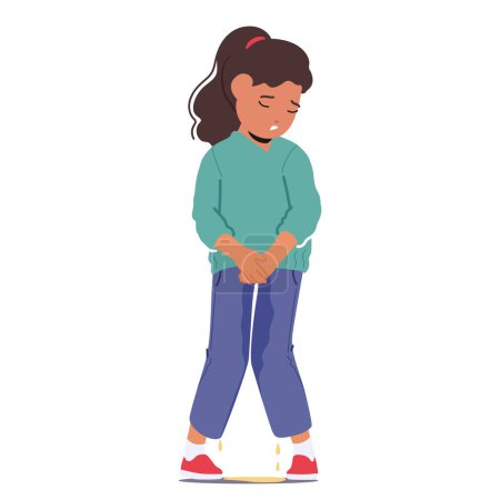 Illustration for Child Had An Embarrassing Moment, Accidentally Wetting Herself. Relatable, Yet Awkward Incident with Little Girl Character. Concept of Kids Failures and Mistakes. Cartoon People Vector Illustration - Royalty Free Image